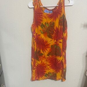 Jane Ashley Tropical Red and Yellow Swim Coverup